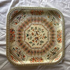 Daher Decorated Ware Square Tray 11101 Birds Flowers 14 Inch Kitchen Wall Decor